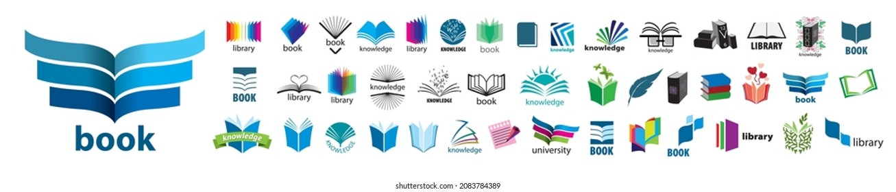 A set of vector Book logos on a white background