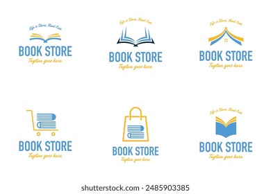Set of vector book store logo design template illustration idea