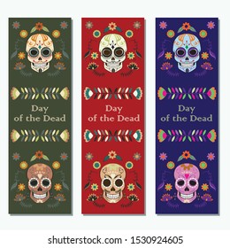 A set of vector bookmarks dedicated to the Mexican Day of the Dead