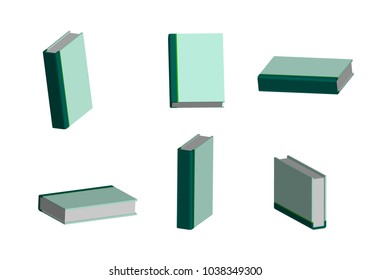 Set of vector books at different angles.