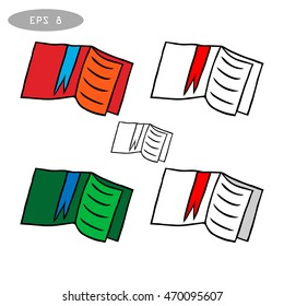 set of vector books icons with bookmark colorized