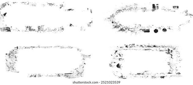 Set of vector border frames with rough edges . Irregular frame template collection . distress texture . Grunge frame borders isolated on the background . Rough edges effect . 