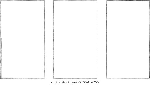 Set of vector border frames with rough edges . Rectangular frame template collection . distress texture . Grunge tiny frame borders isolated on the background . Rough edges effect . Rectangles pack.