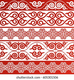 Set of vector border ornament typical for Asian peoples