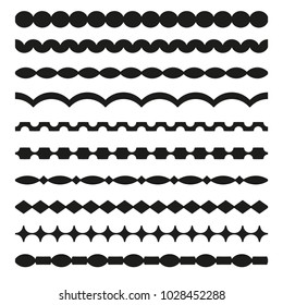 Set of vector borders art dividers in geometrical style. Borders for the text, invitation cards, various printing editions. Seamless horizontal patterns.
