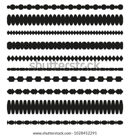 Set of vector borders art dividers in geometrical style. Borders for the text, invitation cards, various printing editions. Seamless horizontal patterns.