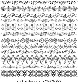 Set of vector borders, decorative elements for design. Could be used as divider, frame, etc