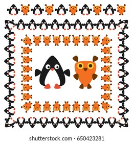 Set of vector borders, frames and design elements can be used as borders, ribbons and other decorations. Brushes included. Vector illustration
