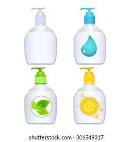 set of vector bottles of moisturizing soap