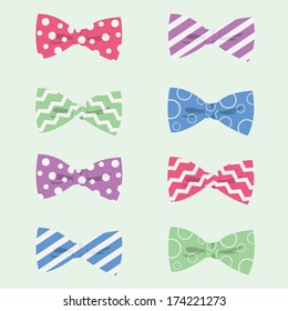 Set of Vector Bowties, Bow Ties Patterns