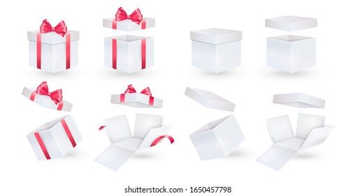 Set of vector boxes on a white background. Open and closed box.