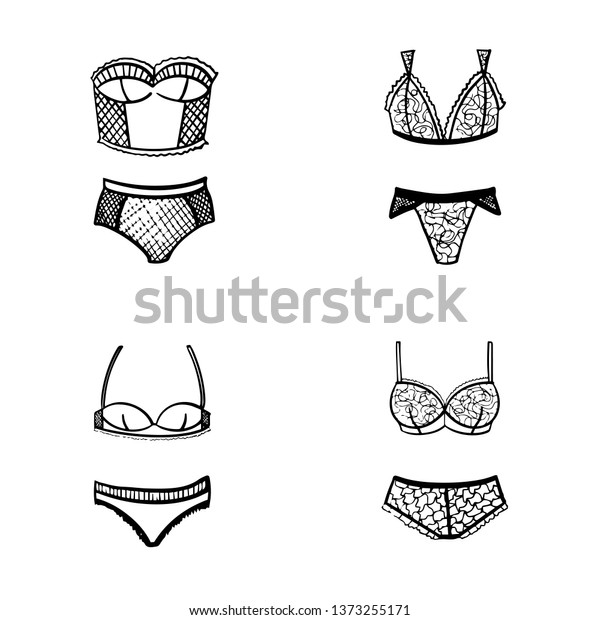 Set Vector Bras Panties Black White Stock Vector Royalty Free 1373255171 Shutterstock 7784