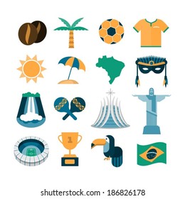 set of vector Brazil icons