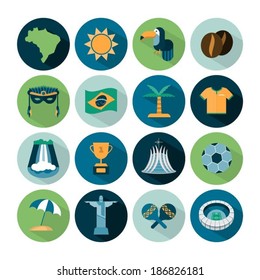 set of vector Brazil icons