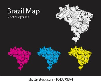 Set of vector brazil maps Multicolored contry map in geometric style for your design infographic vector illustration eps.10
