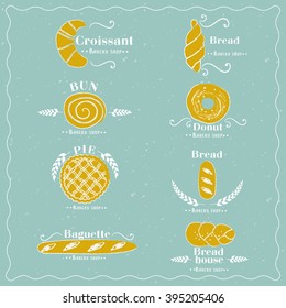 Set of vector bread bakery logos. Labels, badges and design elements. Illustration
fresh baked.