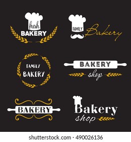 Set of vector bread bakery logos. Labels, badges and design elements. Illustration fresh baked. 