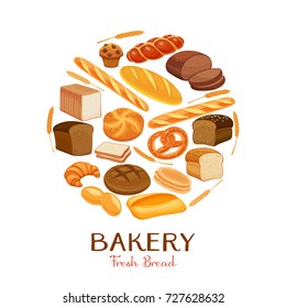 Set vector bread icons. Pretzel, muffin, pita bread, ciabatta , croissant, whole grain bread, bagel, toast bread, french baguette for design menu bakery.