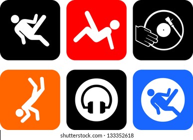 Set of vector breakdancer icon