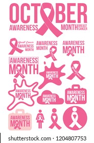 Set of vector breast cancer awareness month in october. Realistic pink ribbon symbol. Medical Design. Vector illustration.

Eps 10. 