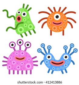 Set of vector bright, cheerful and funny monsters.