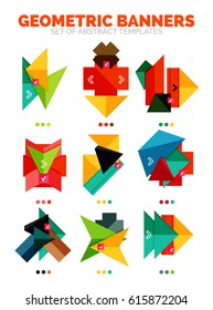 Set of vector bright colorful empty geometric banner info boxes for text, icon or photo inside