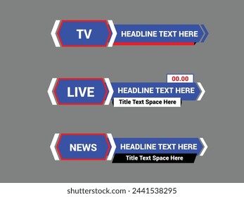 Set vector of Broadcast News Lower Thirds Template layout design banner for bar Headline.