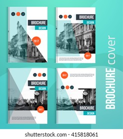 Set of Vector brochure cover templates with blured city landscape. Can be used for  Business flyer cover design,book cover, professional corporate identity design.