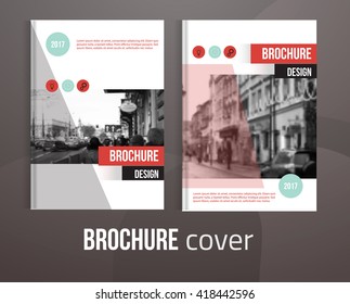 Conjunto de modelos de capa de brochura Vetor com paisagem de cidade borrada. Design de capa de brochura de negócios, capa de brochura de panfleto, capa de brochura corporativa profissional.