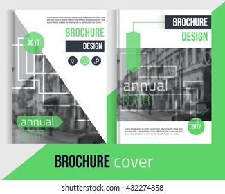 Set of Vector brochure cover templates with blured city landscape and lines