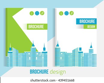 Set of Vector brochure cover templates with blured city landscape and lines. Professional Business presentation . A4 size Annual report template. Clean business catalogue cover