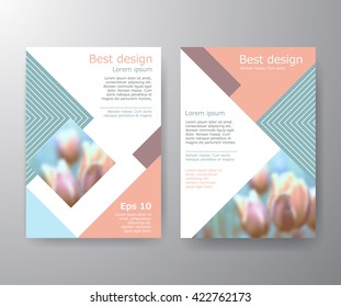 Set vector brochure flyer design Layout template in A4 size. Vector Brochure Flyer design Layout template in A4 size. Pastel  color. Blur flower. 