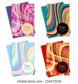 Set of Vector Brochure Template Design with Wavy Pattern