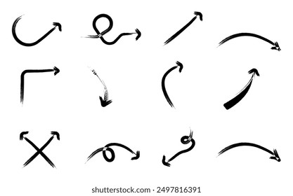 Set of vector brush arrows
Icons drawn with a brush arrows, pointers