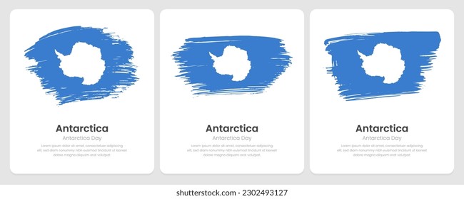 A set of vector brush flags of Antarctica on abstract card with shadow effect