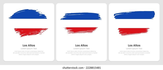 A set of vector brush flags of Los Altos on abstract card with shadow effect