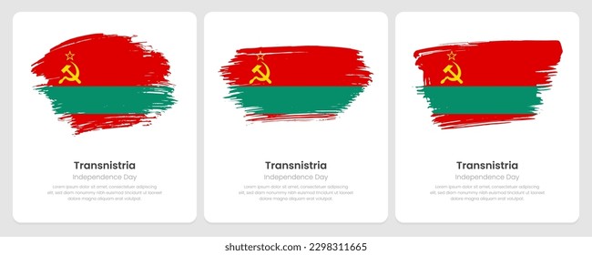 A set of vector brush flags of Transnistria on abstract card with shadow effect