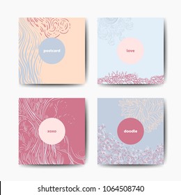 Set of vector brush patterns, abstract art, modern grunge brush design templates, invitation, banner, vector cards design