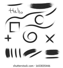 conjunto de ilustraciones creativas de trazo de pincel vectorial color agua.pintura grunge.