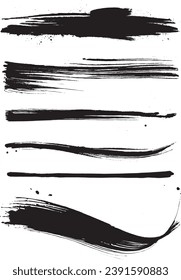 Set of vector brush strokes