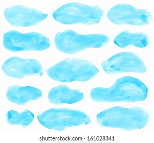 Set of vector brush strokes, clouds, speech bubbles