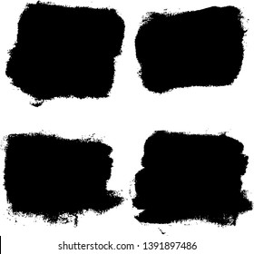 Set of vector brush strokes. Dirty ink texture splatters. Grunge rectangle text boxes.