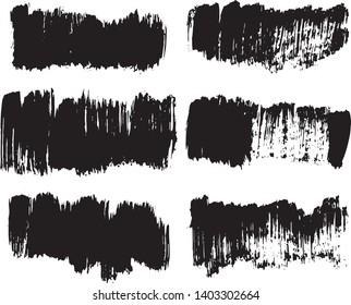 Set of vector brush strokes. Dirty ink texture splatters. Grunge rectangle text boxes