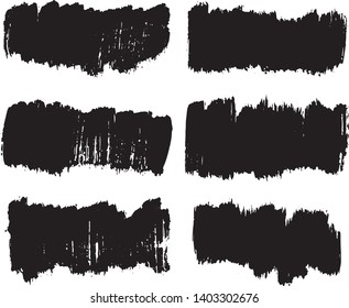 Set of vector brush strokes. Dirty ink texture splatters. Grunge rectangle text boxes