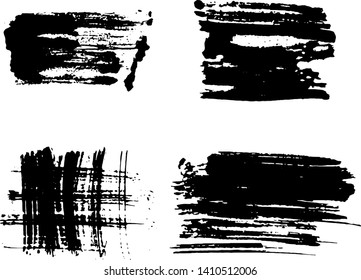 Set of vector brush strokes. Dirty ink texture splatters. Grunge rectangle text boxes