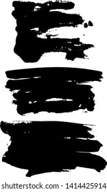 Set of vector brush strokes. Dirty ink texture splatters. Grunge rectangle text boxes