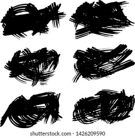 Set of vector brush strokes. Dirty ink texture splatters. Grunge rectangle text boxes