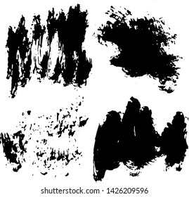 Set of vector brush strokes. Dirty ink texture splatters. Grunge rectangle text boxes