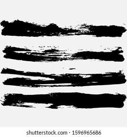 Set of vector brush strokes. Dirty ink texture splatters. Grunge rectangle text boxes