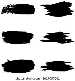 Set of vector brush strokes. Dirty ink texture splatters. Grunge rectangle text boxes	